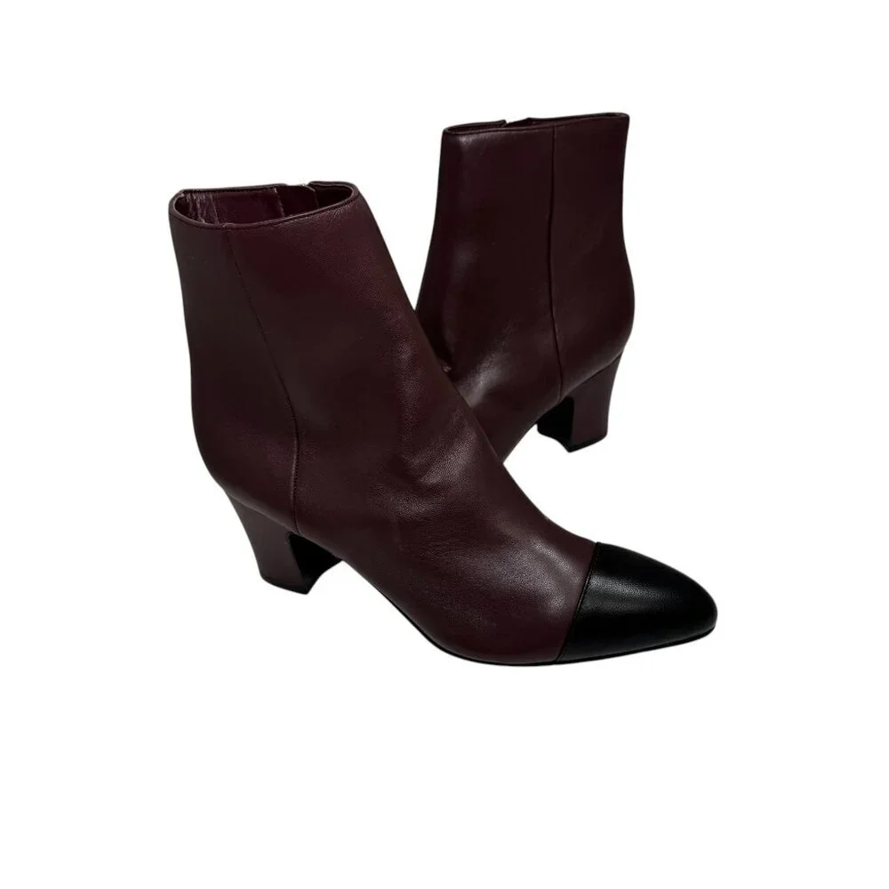 Marc Fisher Ltd‎ Aleea Cap Toe Bootie Women's Cordovan/Black size 8.5 NEW